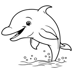 Dolphin coloring page outline drawing