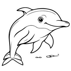Dolphin coloring page outline drawing