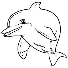 Dolphin coloring page outline drawing