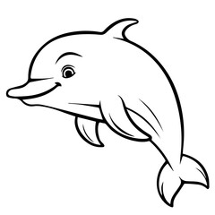 Dolphin coloring page outline drawing