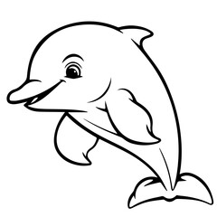 Dolphin coloring page outline drawing