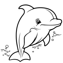 Dolphin coloring page outline drawing