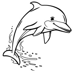 Dolphin coloring page outline drawing