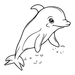 Dolphin coloring page outline drawing