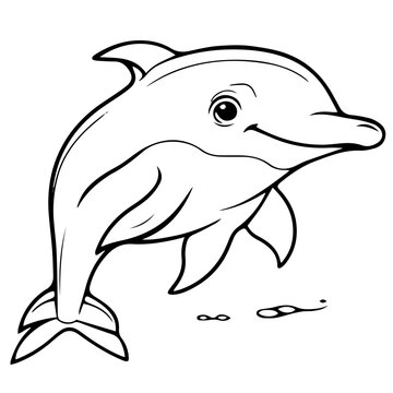 Dolphin coloring page outline drawing