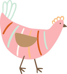 Chicken  illustration. Cute flat hen.