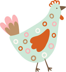 Chicken  illustration. Cute flat hen.