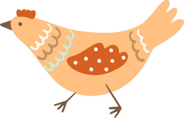 Chicken  illustration. Cute flat hen.