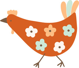 Chicken  illustration. Cute flat hen.