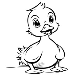Coloring Page Outline of cartoon duckling