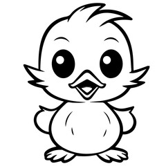 Coloring Page Outline of cartoon duckling