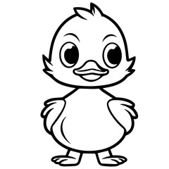 Coloring Page Outline of cartoon duckling