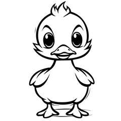Coloring Page Outline of cartoon duckling