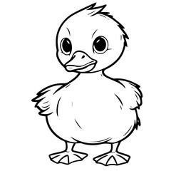 Coloring Page Outline of cartoon duckling