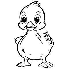 Coloring Page Outline of cartoon duckling