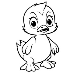 Coloring Page Outline of cartoon duckling