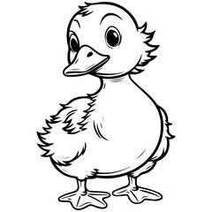 Obraz premium Coloring Page Outline of cartoon duckling