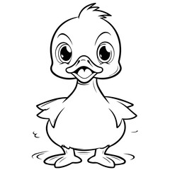 Coloring Page Outline of cartoon duckling