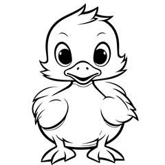 Coloring Page Outline of cartoon duckling