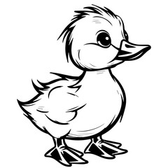 Coloring Page Outline of cartoon duckling