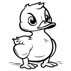 Coloring Page Outline of cartoon duckling