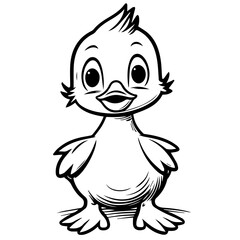 Coloring Page Outline of cartoon duckling