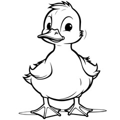 Coloring Page Outline of cartoon duckling