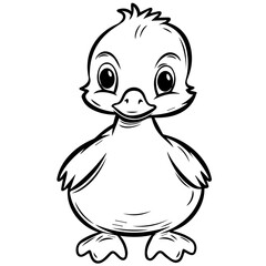 Coloring Page Outline of cartoon duckling