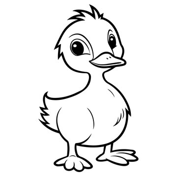 Coloring Page Outline of cartoon duckling