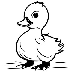 Coloring Page Outline of cartoon duckling