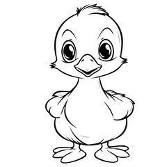 Coloring Page Outline of cartoon duckling