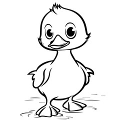 Coloring Page Outline of cartoon duckling