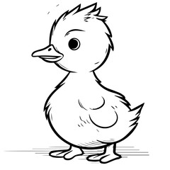 Coloring Page Outline of cartoon duckling