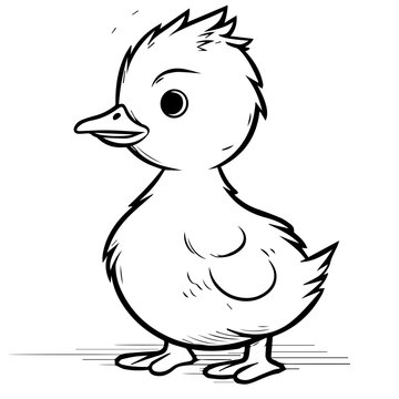 Coloring Page Outline of cartoon duckling