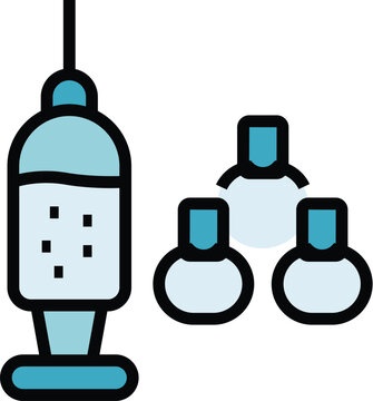 Medical syringe ampule icon outline vector. Vial vaccine. Bottle injection color flat
