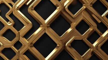 Naklejka premium Black and golden Metal Pattern - Generative AI 