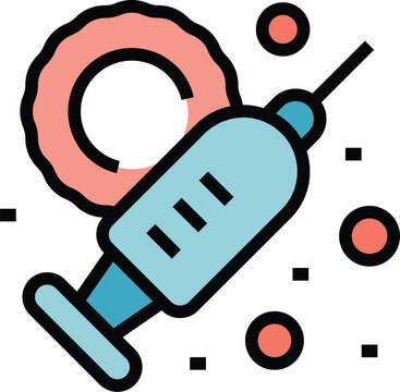 Virus syringe ampule icon outline vector. Vial vaccine. Bottle injection color flat