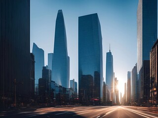 Obraz premium futuristic building city background City landscape and road in cinematic daylight generative ai illustration art