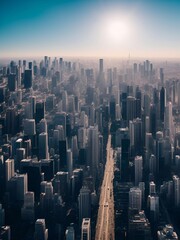 Fototapeta premium futuristic building city background City landscape and road in cinematic daylight generative ai illustration art