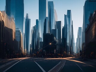 futuristic building city background City landscape and road in cinematic daylight generative ai illustration art