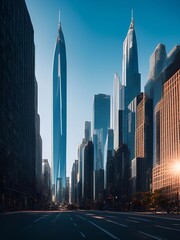 futuristic building city background City landscape and road in cinematic daylight generative ai illustration art