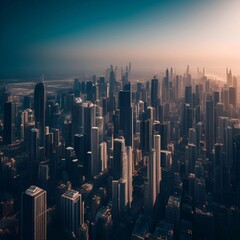 Fototapeta premium futuristic building city background City landscape and road in cinematic daylight generative ai illustration art