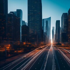 Obraz premium futuristic building city background City landscape and road in cinematic daylight generative ai illustration art