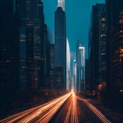 Fototapeta premium futuristic building city background City landscape and road in cinematic daylight generative ai illustration art