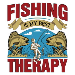 Obraz premium Fishing T-Shirt Design With Illustration