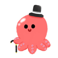 magician squid cartoon