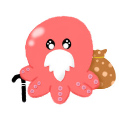 squid cartoon santa