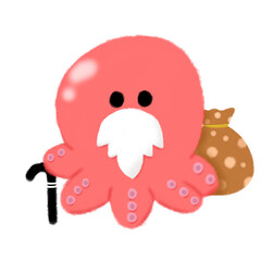 squid cartoon santa