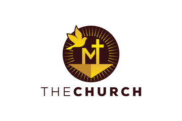 Trendy and Professional letter M church sign Christian and peaceful vector logo