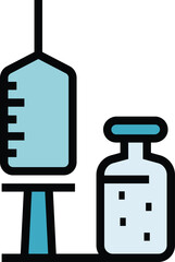Vaccine syringe ampule icon outline vector. Vial vaccine. Bottle injection color flat